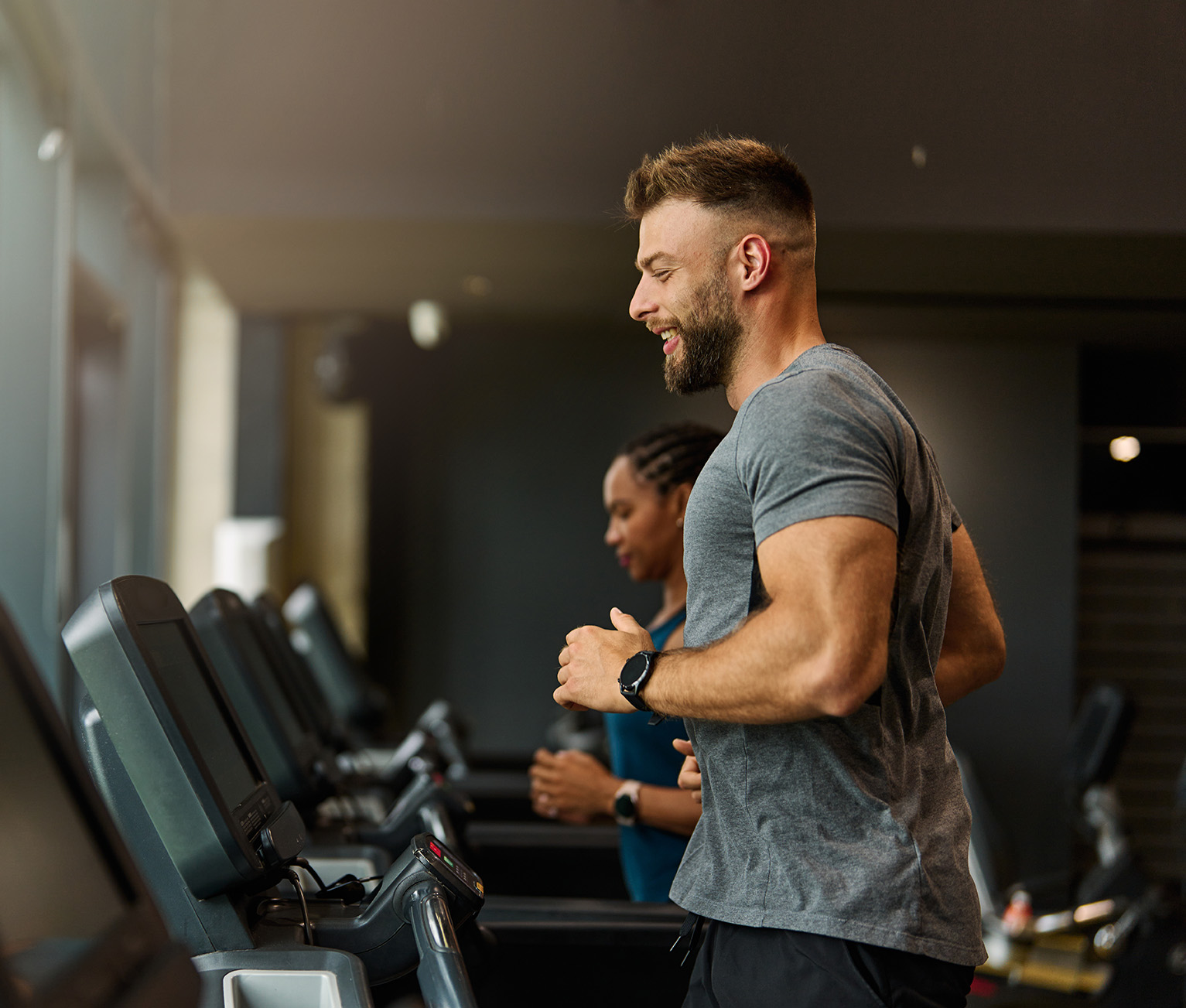 gym sport fitness exercise health healthy man treadmill training